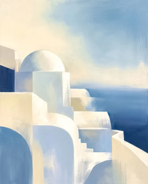Santorini Quiet Prism (PRT-15697-128205) - Canvas Art Print - 48in X 60in
