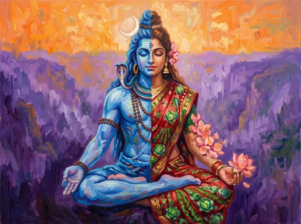 Dual Harmony In Radiant Light (PRT-15697-128103) - Canvas Art Print - 60in X 45in