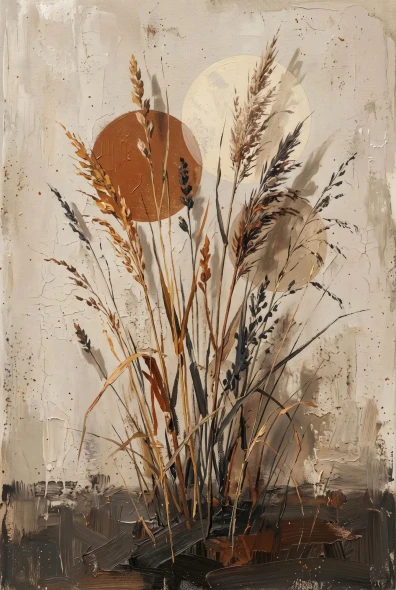Earthy Echoes And Reeds (PRT-15697-127798) - Canvas Art Print - 40in X 60in