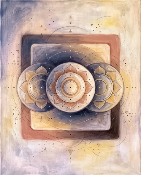 Nocturnal Geometry Of Moons (PRT-15697-128212) - Canvas Art Print - 48in X 60in