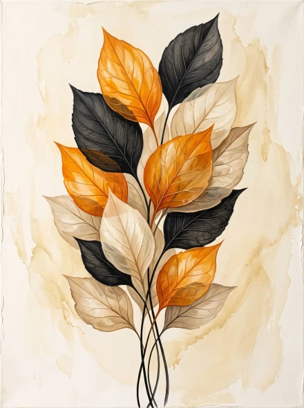 Amber Botanical Rhythm (PRT-15697-127900) - Canvas Art Print - 45in X 60in