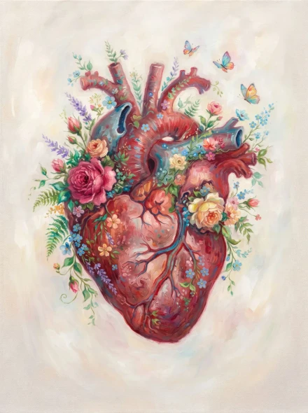 Botanical Heart Of Spring (PRT-15697-127952) - Canvas Art Print - 45in X 60in