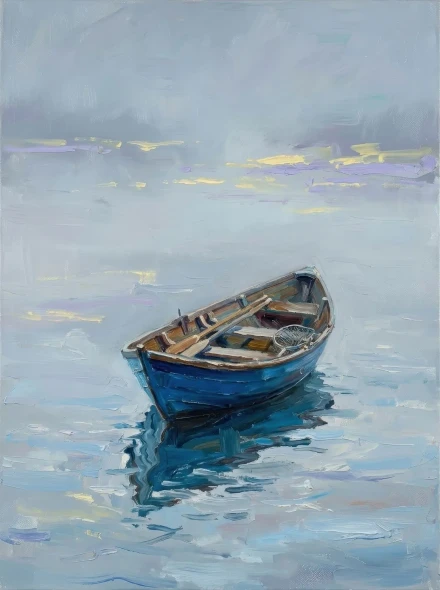 Stillness Upon Blue Waters (PRT-15697-126796) - Canvas Art Print - 45in X 60in