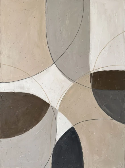 Neutral Geometric Harmony (PRT-15697-127902) - Canvas Art Print - 45in X 60in