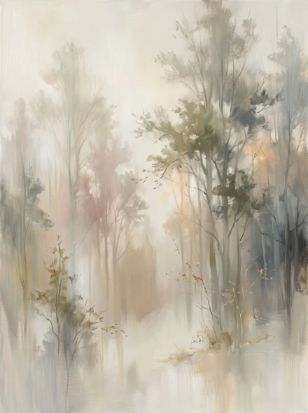 Mist Veiled Woods (PRT-15697-127858) - Canvas Art Print - 45in X 60in