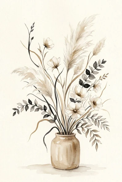 Quiet Botanical Harmony (PRT-15697-127373) - Canvas Art Print - 40in X 60in