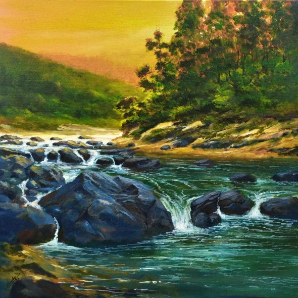 The River (ART-464-128400) - Handpainted Art Painting - 24in X 24in