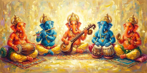 Harmony Of The Five (PRT-15697-128470) - Canvas Art Print - 60in X 30in