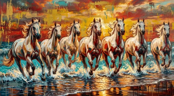 Blazing Surf And Mane (PRT-15697-128450) - Canvas Art Print - 60in X 33in