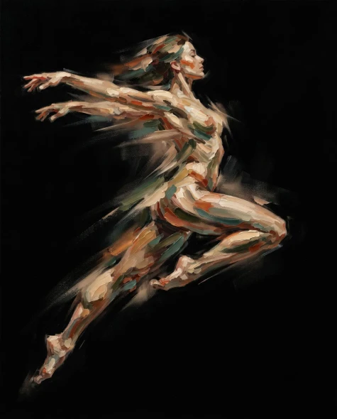 Kinetic Beige Leap (PRT-15697-128433) - Canvas Art Print - 48in X 60in