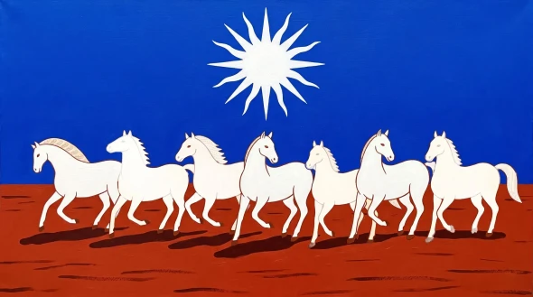 Terracotta And Blue Horizon (PRT-15697-128428) - Canvas Art Print - 60in X 33in