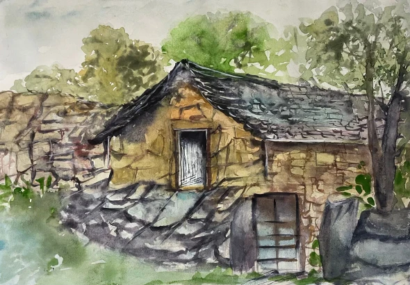 Abandoned Cottage (PRT-8841-128395) - Canvas Art Print - 24in X 17in