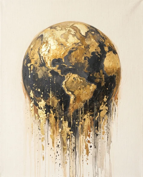 Celestial Gold Cascade (PRT-15697-128322) - Canvas Art Print - 48in X 60in