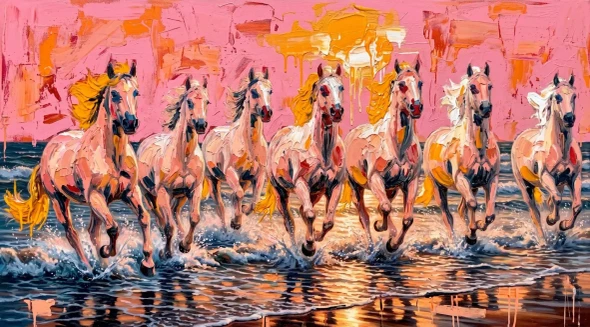 Impasto Rhythm In Pink (PRT-15697-128463) - Canvas Art Print - 60in X 33in