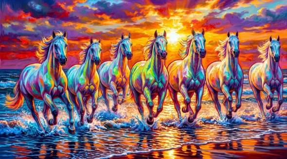 Symphony Of Vivid Tides (PRT-15697-128459) - Canvas Art Print - 60in X 33in