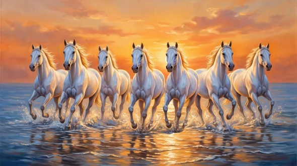 Galloping Tides Of Amber (PRT-15697-128431) - Canvas Art Print - 60in X 33in