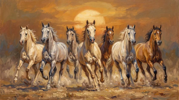 Golden Dust And Hooves (PRT-15697-128427) - Canvas Art Print - 60in X 33in