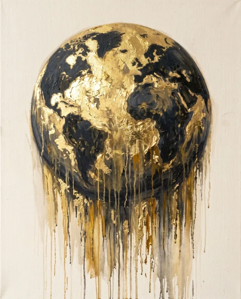Celestial Gold Cascade (PRT-15697-128378) - Canvas Art Print - 48in X 60in