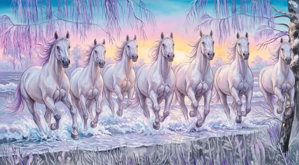 Lavender Mist And Tide (PRT-15697-128451) - Canvas Art Print - 60in X 33in