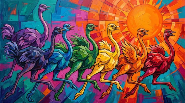 Scarlet Strut And Horizon (PRT-15697-128424) - Canvas Art Print - 60in X 33in