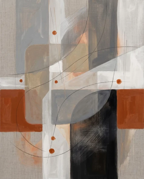 Rust And Monolith Geometry (PRT-15697-128356) - Canvas Art Print - 48in X 60in