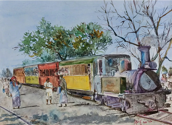 Locomotive (PRT-17504-128510) - Canvas Art Print - 12in X 9in