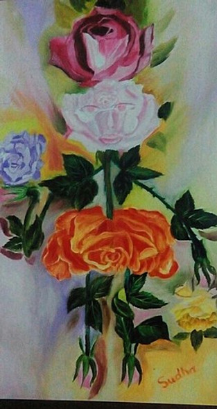 Flower-Rose beauty (ART_1454_12072) - Handpainted Art Painting - 8in X 10in