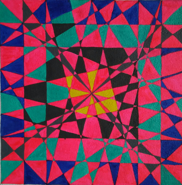 Geometric design (ART_1243_12254) - Handpainted Art Painting - 8in X 8in