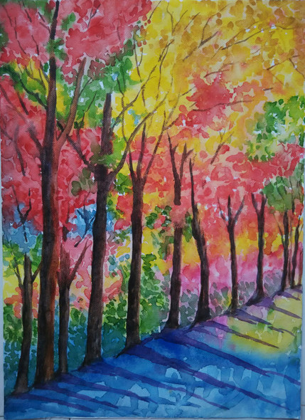 Autum (ART_1243_12253) - Handpainted Art Painting - 10in X 14in