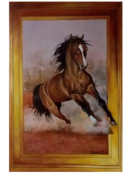 The Galloping Horse (ART_479_12310) - Handpainted Art Painting - 11in X 18in