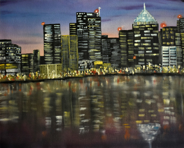 City light ( 19 x 15 inch ) (ART_976_6455) - Handpainted Art Painting - 19in X 15in