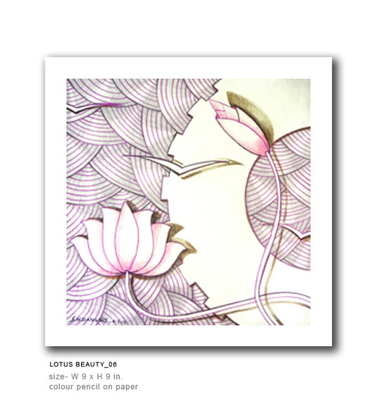 LOTUS BEAUTY-06 (ART_1609_13589) - Handpainted Art Painting - 11in X 11in