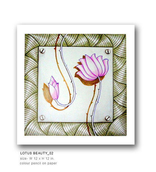 LOTUS BEAUTY-02 (ART_1609_13588) - Handpainted Art Painting - 15in X 15in