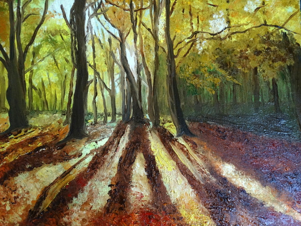 Autumn Forest (ART_1664_13920) - Handpainted Art Painting - 16in X 12in