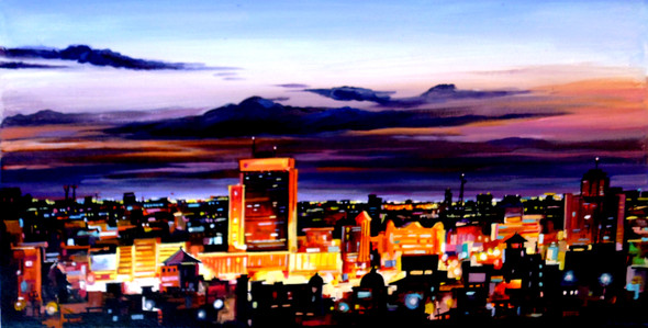 Night City (ART_1232_14231) - Handpainted Art Painting - 33in X 16in