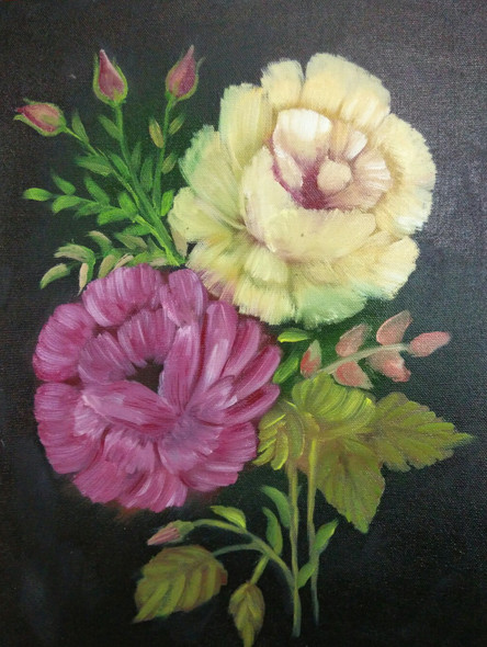 Flowers (ART_1718_14349) - Handpainted Art Painting - 12in X 16in