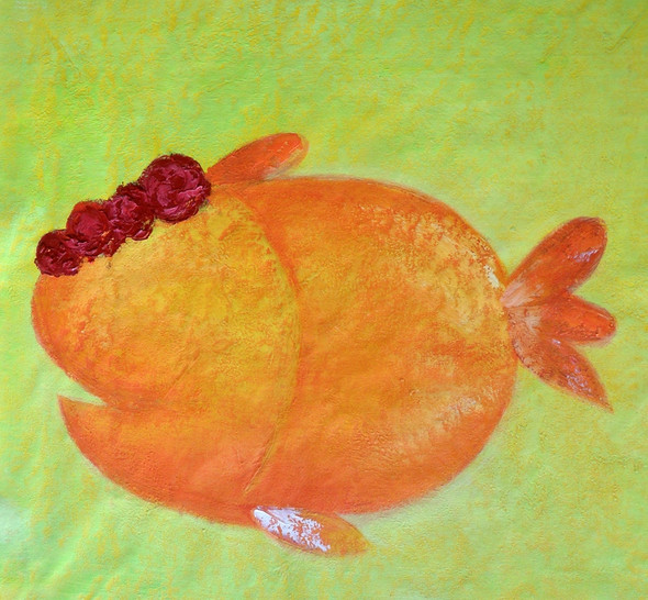 fish paintings,fish cartoon paintings,cute paintings,The Hidden Fish,MTO_1550_14988,Artist : Community Artists Group,Mixed Media