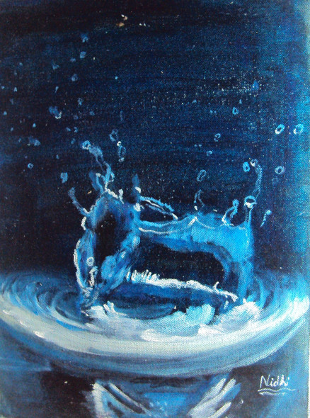 Water splash (ART_1552_14956) - Handpainted Art Painting - 12in X 16in