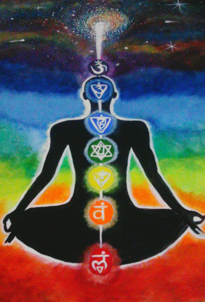 Seven Chakras (ART_1856_14932) - Handpainted Art Painting - 18in X 24in