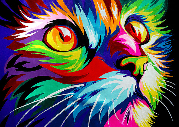 colorful cat paintings,56Anm95,MTO_1550_15173,Artist : Community Artists Group,Mixed Media