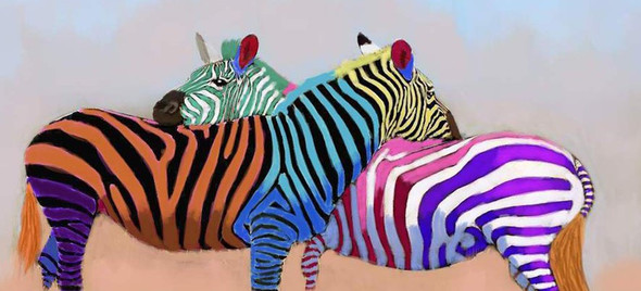 colorful zebra paintings,56Anm83,MTO_1550_15162,Artist : Community Artists Group,Mixed Media