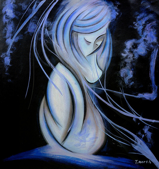 cute girl paintings,girl paintings,blue paintings,56Figure86,MTO_1550_15521,Artist : Community Artists Group,Mixed Media