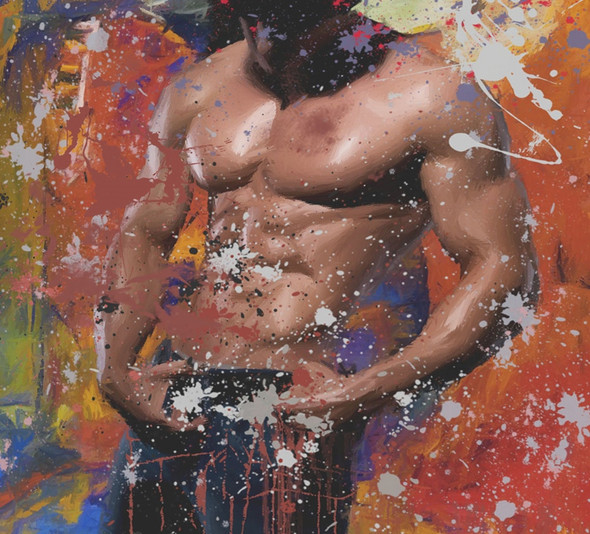 body  men paintings,muscles paintings,macho paintings,56Figure72,MTO_1550_15492,Artist : Community Artists Group,Mixed Media