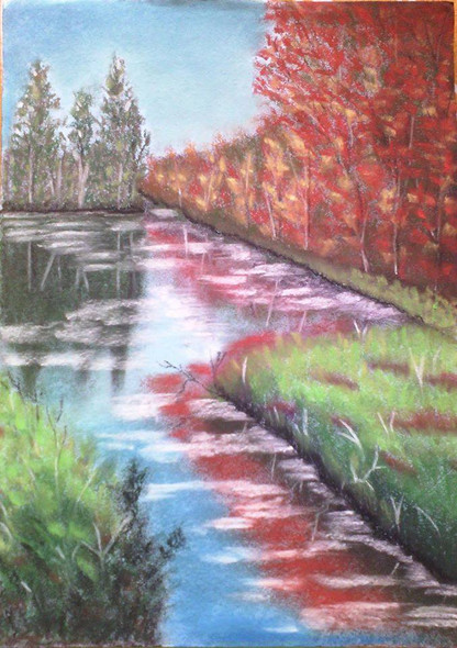 Reflection (ART_1385_11680) - Handpainted Art Painting - 12in X 17in