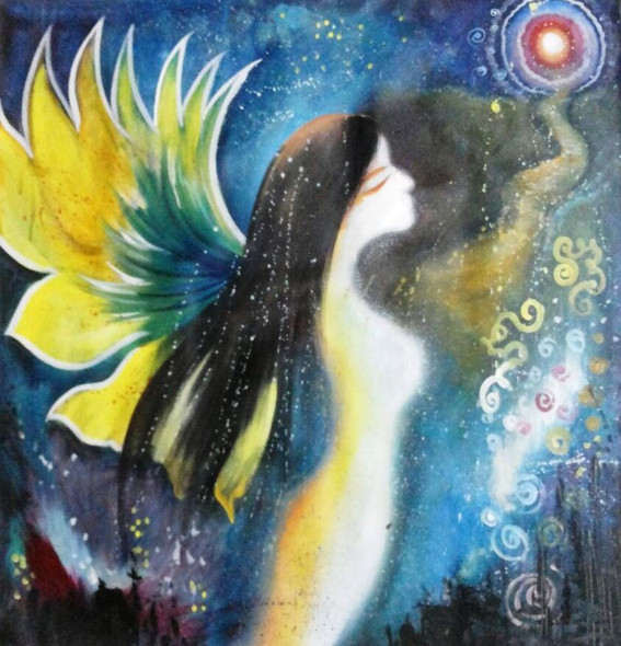 Angel (ART_1229_2224) - Handpainted Art Painting - 30in X 30in