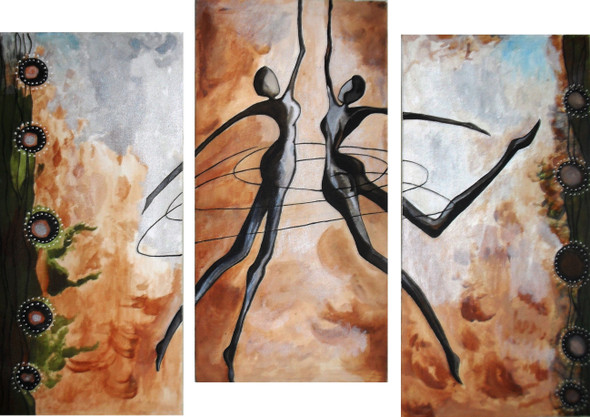 Dancing Souls (ART_1229_832) - Handpainted Art Painting - 36in X 24in