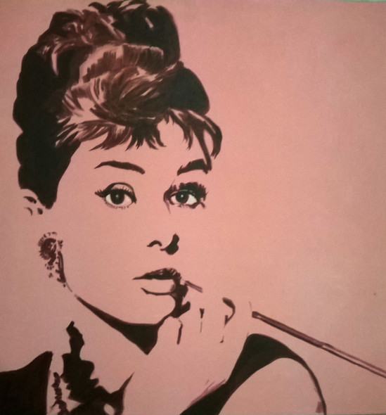 CLASSIC AUDREY HEPBERN (ART_1483_17129) - Handpainted Art Painting - 18in X 18in