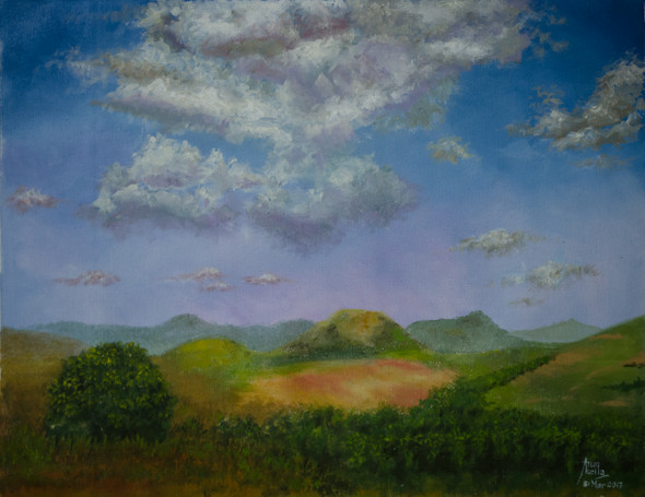 Araku Valley Landscape (ART_1442_17753) - Handpainted Art Painting - 18in X 14in