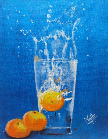 Blue splash (ART_1552_18377) - Handpainted Art Painting - 8in X 10in