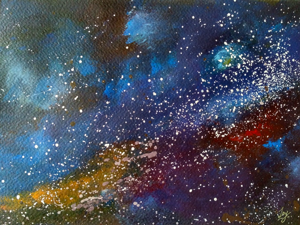 The Galaxy (ART_2144_18437) - Handpainted Art Painting - 12in X 9in